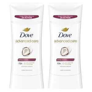 Advanced Care Antiperspirant Caring Coconut, 2 Count Deodorant Stick for Women,
